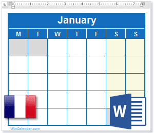 Calendar Word France