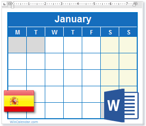 Calendar Word Spain