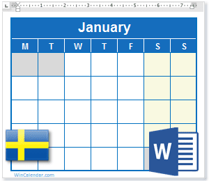 Calendar Word Sweden