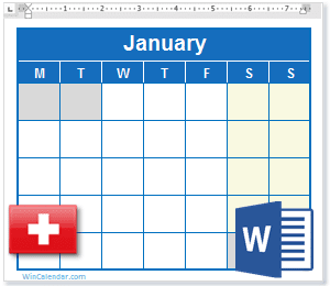 Calendar Word Switzerland