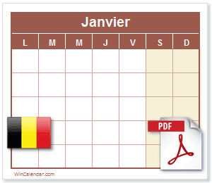 Calendrier PDF Belgique