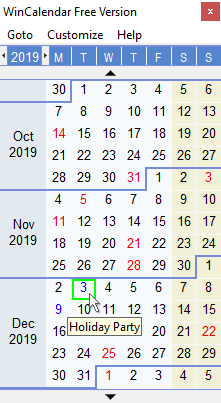 Windows Desktop Calendar for Excel and Word