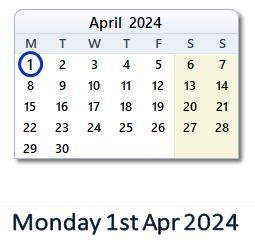 1 April 2024 calendar