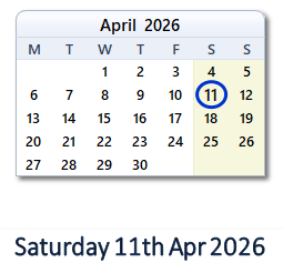 11 April 2026 calendar