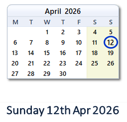 12 April 2026 calendar