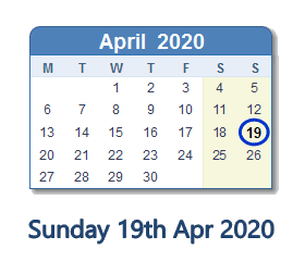 19 April 2020 calendar