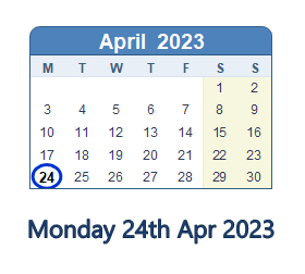 24 April 2023 calendar