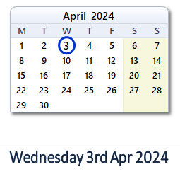 3 April 2024 calendar