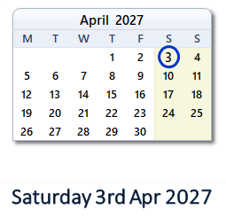 3 April 2027 calendar