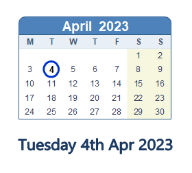 4 April 2023 calendar