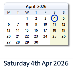 4 April 2026 calendar