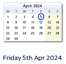 5 April 2024 calendar
