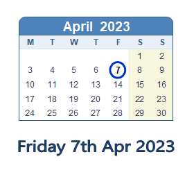7 April 2023 calendar