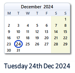 24 December 2024 calendar