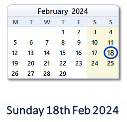 18 February 2024 calendar