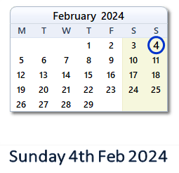 4 February 2024 calendar