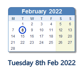 8 february 2022