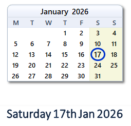 17 January 2026 calendar