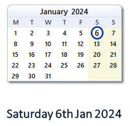 6 January 2024 calendar
