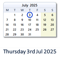 3 July 2025 calendar