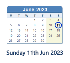 11 June 2023 calendar
