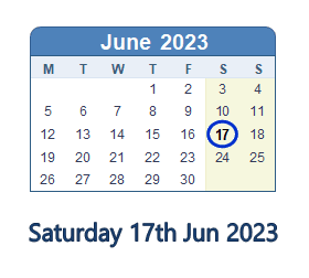 17 June 2023 calendar