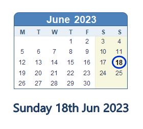 18 June 2023 calendar