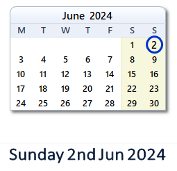 2 June 2024 calendar