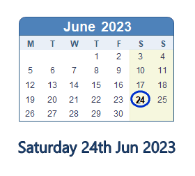 24 June 2023 calendar