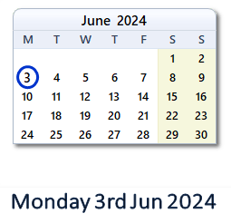 3 June 2024 calendar