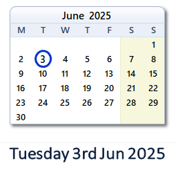 3 June 2025 calendar