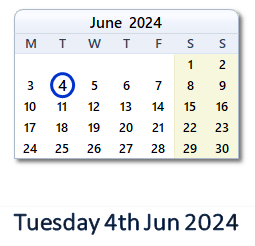 4 June 2024 calendar