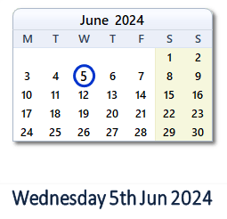 5 June 2024 calendar