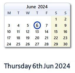 6 June 2024 calendar