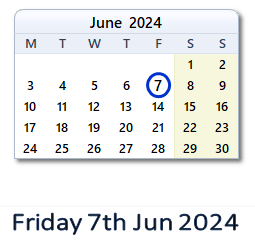 7 June 2024 calendar