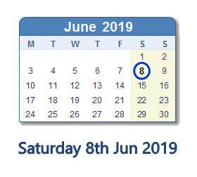 8 June 2019 calendar