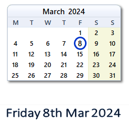 8 March 2024 calendar