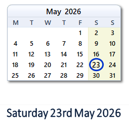 23 May 2026 calendar