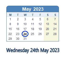 24 May 2023 calendar