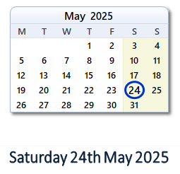24 May 2025 calendar