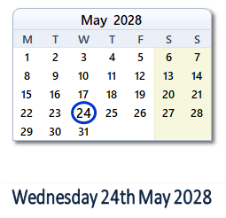 24 May 2028 calendar