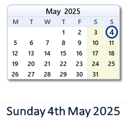 4 May 2025 calendar