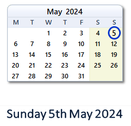 5 May 2024 calendar