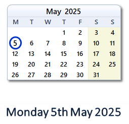 5 May 2025 calendar