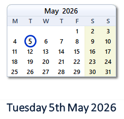 5 May 2026 calendar