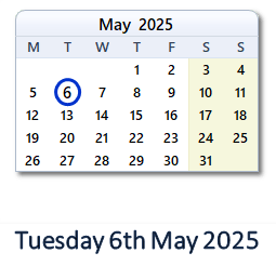 6 May 2025 calendar