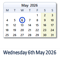 6 May 2026 calendar