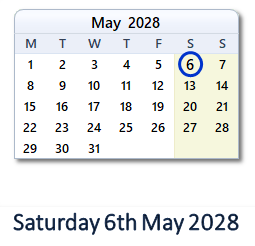 6 May 2028 calendar