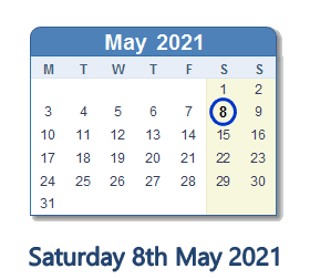 8 May 2021 calendar