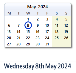 8 May 2024 calendar